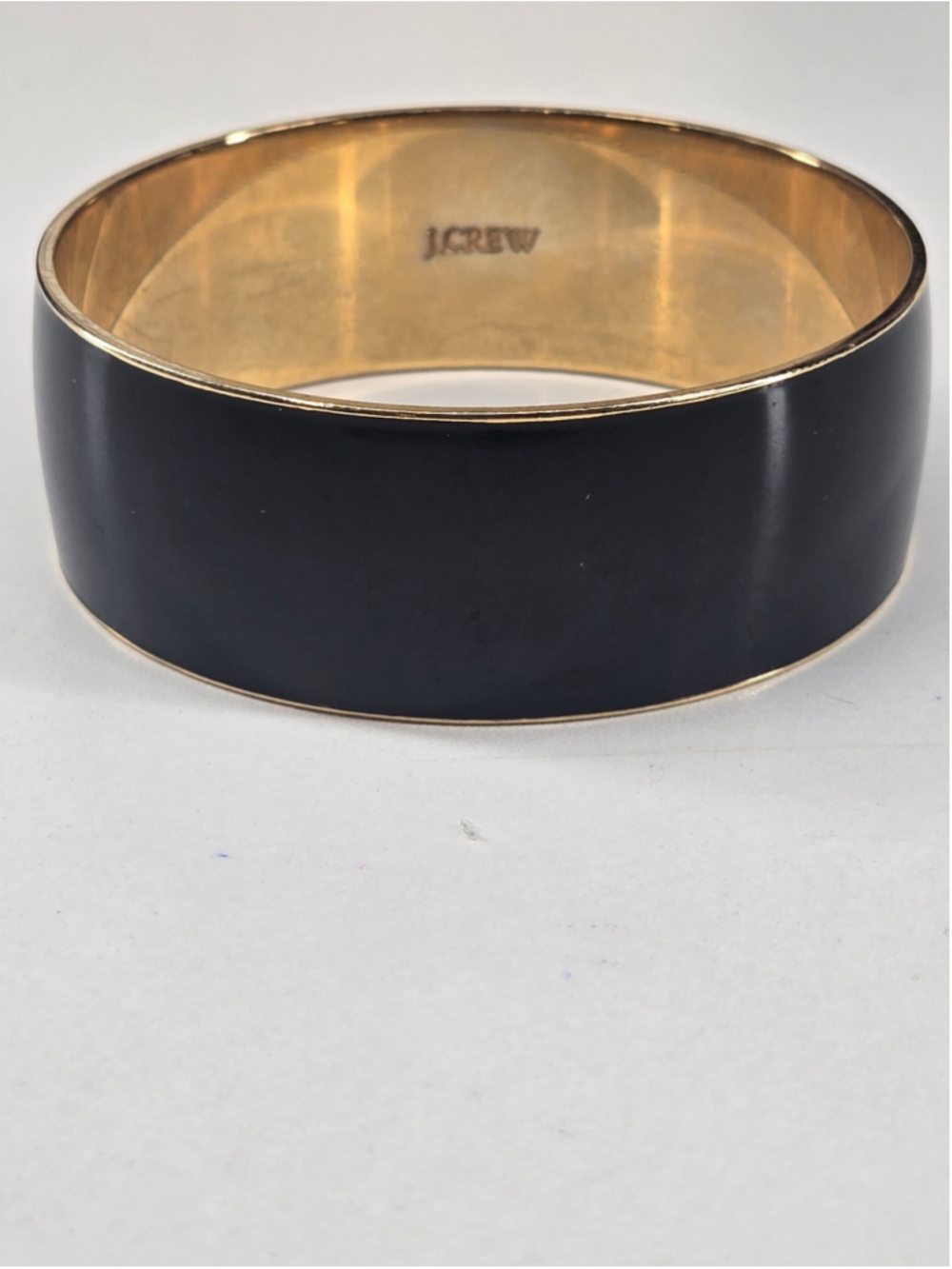 J.Crew Bangle Bracelet Classic Black Enamel Goldtone Excellent Condition